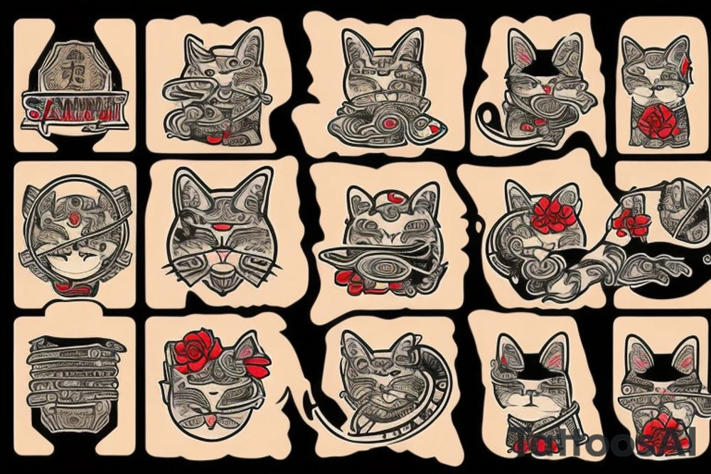 samurai cat tattoo idea