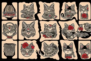 samurai cat tattoo idea