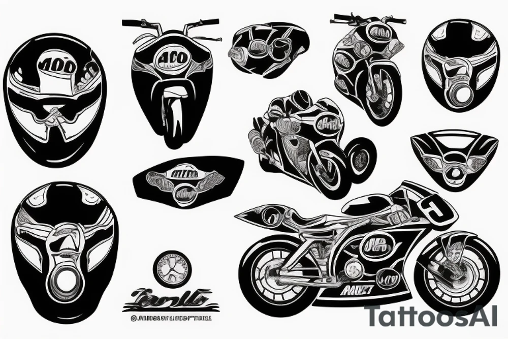 Pitbull riding a moto gp bike tattoo idea