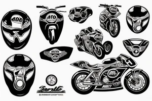 Pitbull riding a moto gp bike tattoo idea