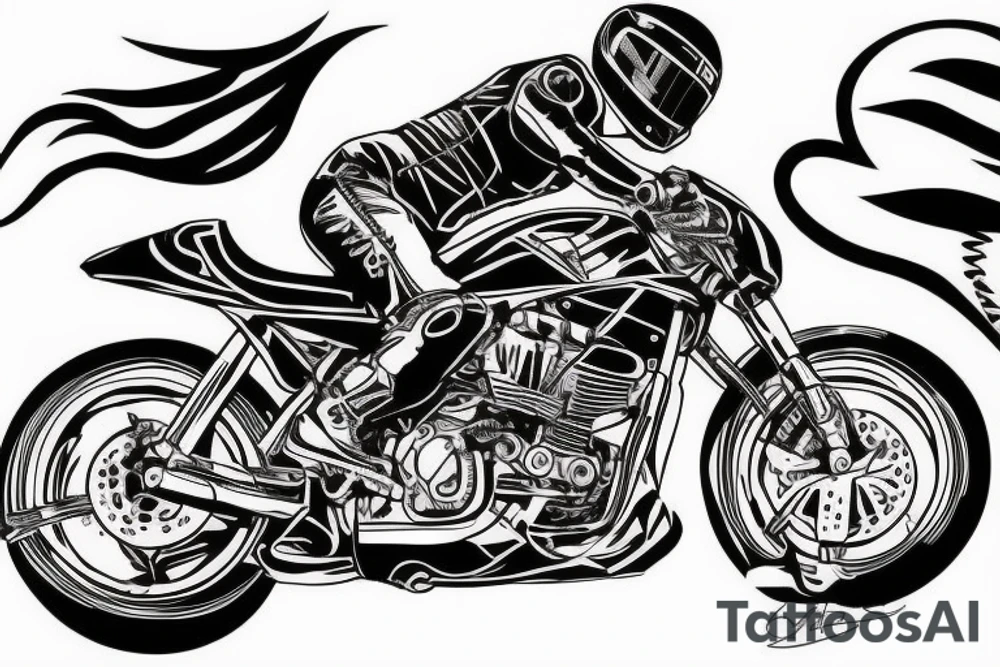 Pitbull riding a moto gp bike tattoo idea