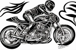 Pitbull riding a moto gp bike tattoo idea