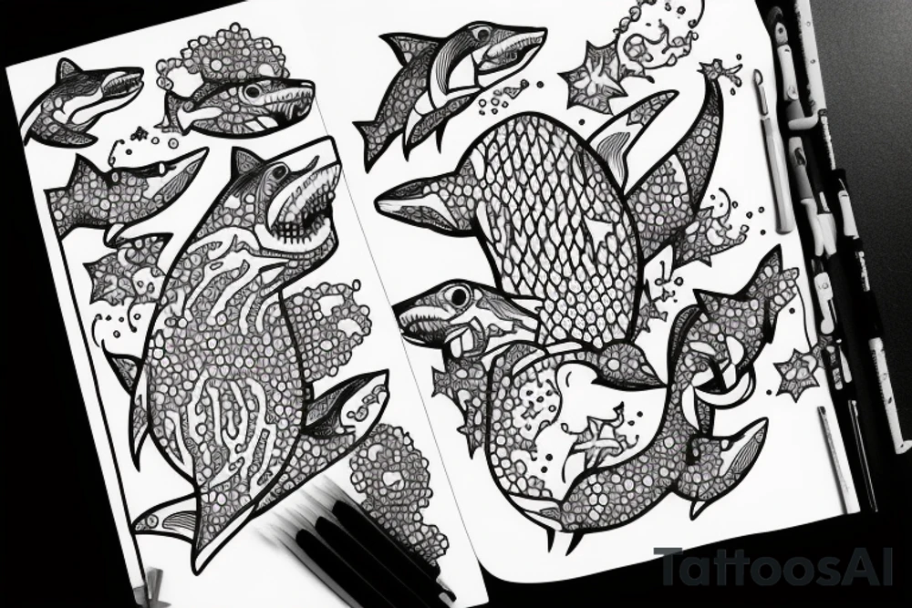shark in the space tattoo idea