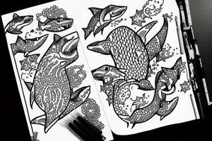 shark in the space tattoo idea