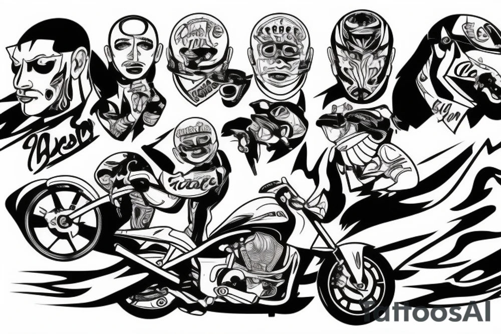 Pitbull riding a moto gp bike tattoo idea