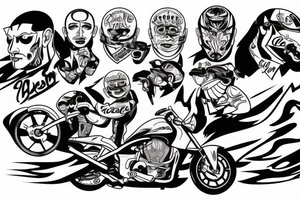 Pitbull riding a moto gp bike tattoo idea