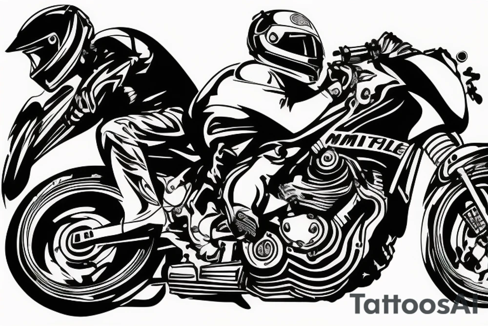 Pitbull riding a moto gp bike tattoo idea