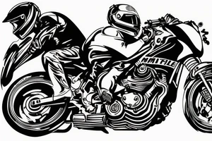 Pitbull riding a moto gp bike tattoo idea