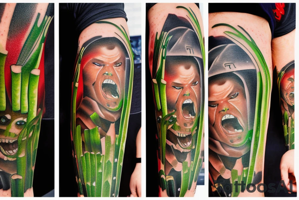 doomguy chop leeks in the kitchen on mars tattoo idea