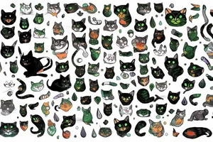 polugonal green cat tattoo idea