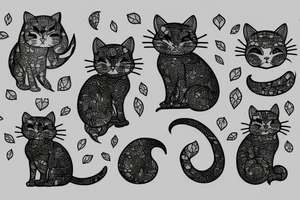 poligonal green cat tattoo idea