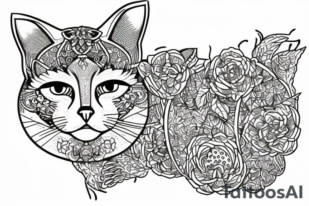 poligonal green cat tattoo idea