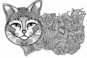 poligonal green cat tattoo idea