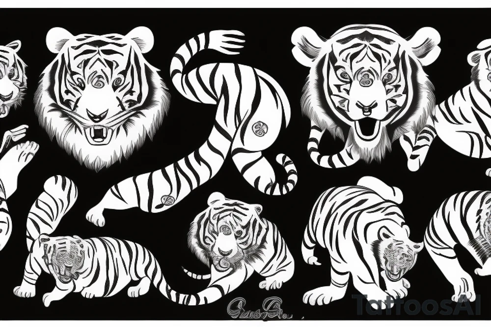 Girl bleeding with tiger tattoo idea