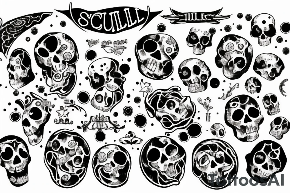 scull, ribs black circles, yeys tattoo idea
