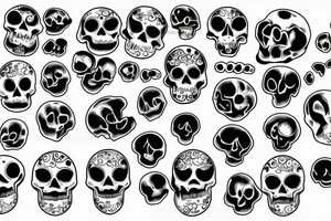 scull, ribs black circles, yeys tattoo idea
