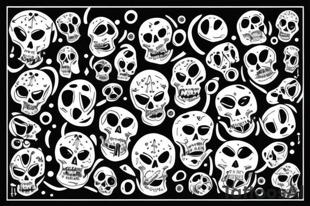 scull, ribs black circles, yeys tattoo idea