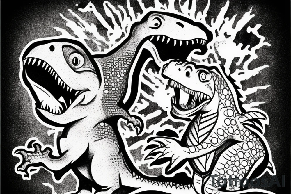 Drunk dinosaur with a bottle of champagne tattoo idea Drunk dinosaur with a bottle of champagne tattoo idea