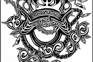 crown on chain trying to fly out. deep, dark tattoo idea