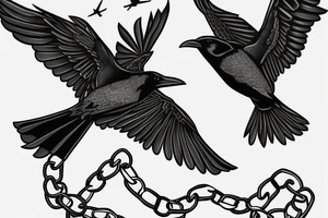 raven on chain trying to fly out tattoo idea
