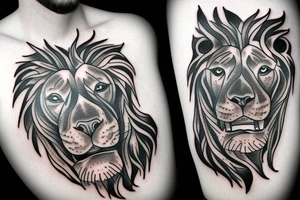 head half pitbull half lion tattoo idea