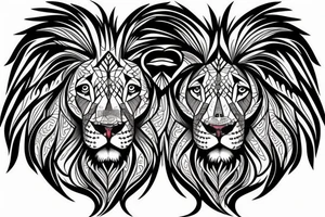 half head pitbull half lion tattoo idea