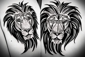 half head pitbull half lion tattoo idea