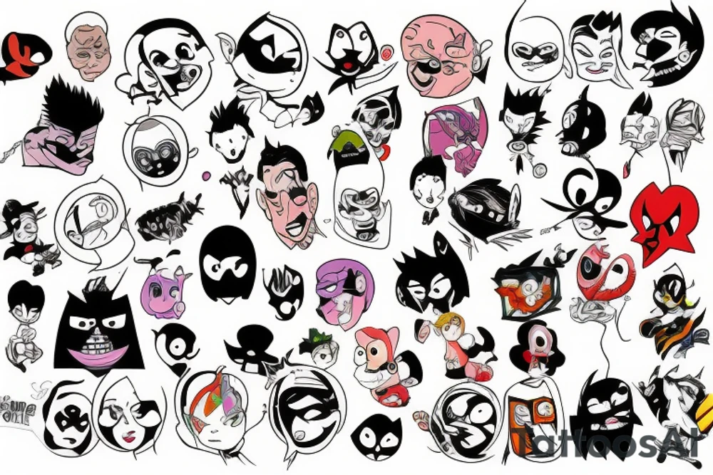 top 50 cartoon characters talking to each other tattoo idea