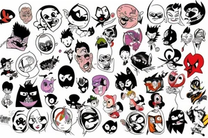top 50 cartoon characters talking to each other tattoo idea