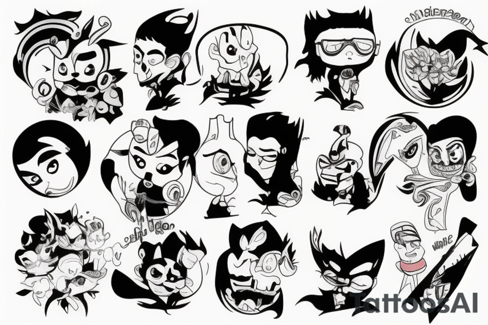 top 50 cartoon characters talking to each other tattoo idea