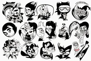 top 50 cartoon characters talking to each other tattoo idea