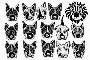 half head bullterrier half lion tattoo idea
