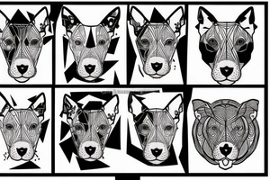 half head bullterrier half lion tattoo idea
