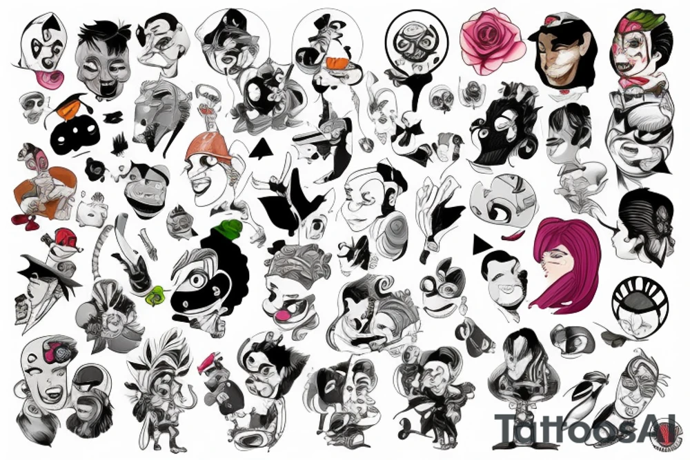top 50 cartoon characters talking to each other tattoo idea