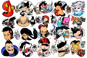 top 50 cartoon characters talking to each other tattoo idea