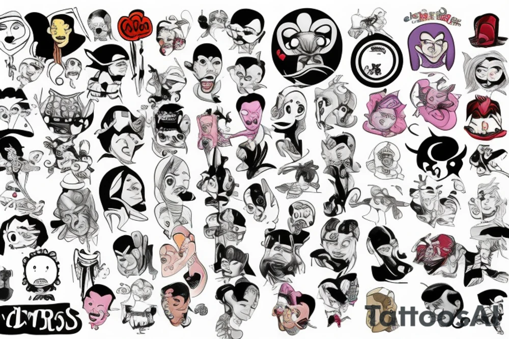 top 50 cartoon characters talking to each other tattoo idea