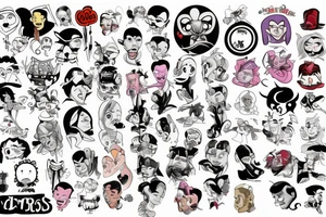 top 50 cartoon characters talking to each other tattoo idea