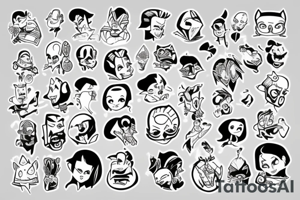 top 50 cartoon characters talking to each other tattoo idea