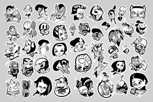 top 50 cartoon characters talking to each other tattoo idea