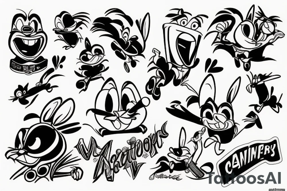 looney tunes characters tattoo idea