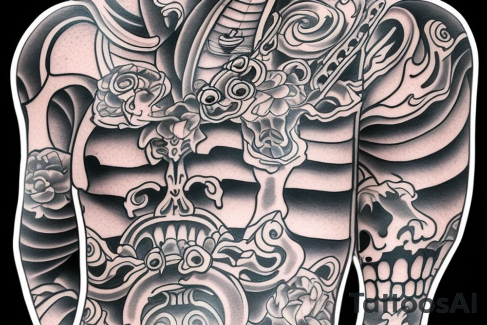 Skeleton Buddhist monk tattoo idea