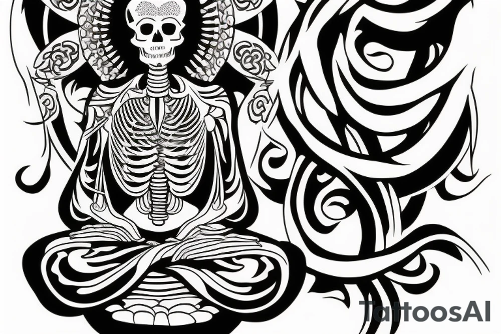 Skeleton Buddhist monk tattoo idea