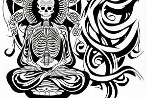 Skeleton Buddhist monk tattoo idea