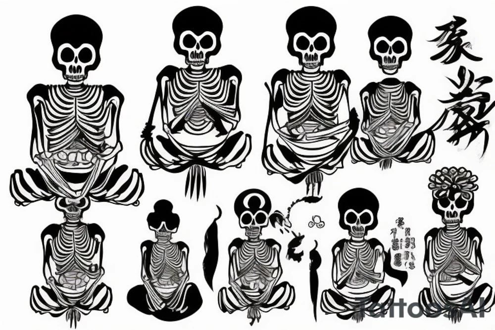 Skeleton Buddhist monk tattoo idea