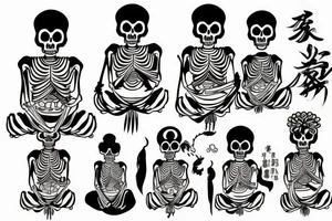 Skeleton Buddhist monk tattoo idea