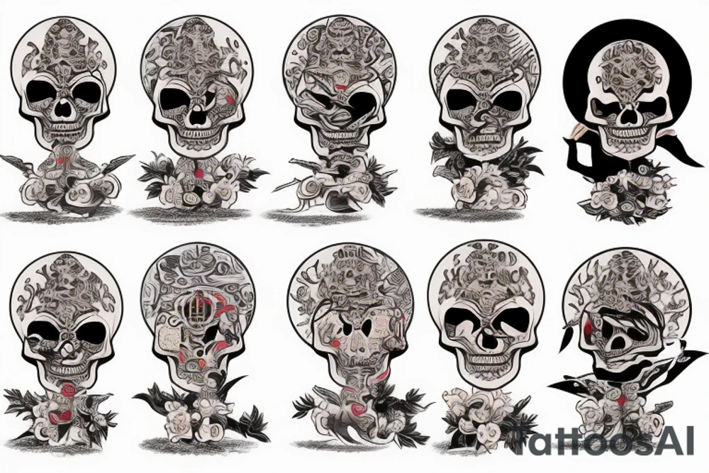 Skeleton Buddhist monk tattoo idea