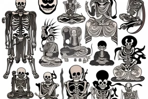 Skeleton Buddhist monk tattoo idea