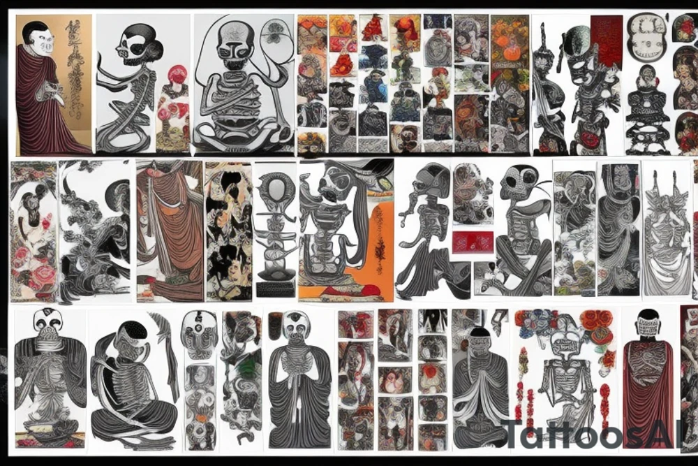 Skeleton Buddhist monk tattoo idea