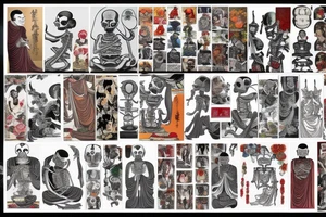 Skeleton Buddhist monk tattoo idea