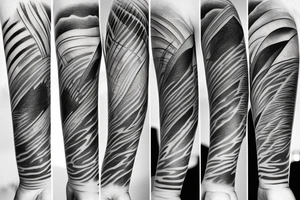 A hand holding the ocean and sunset tattoo idea